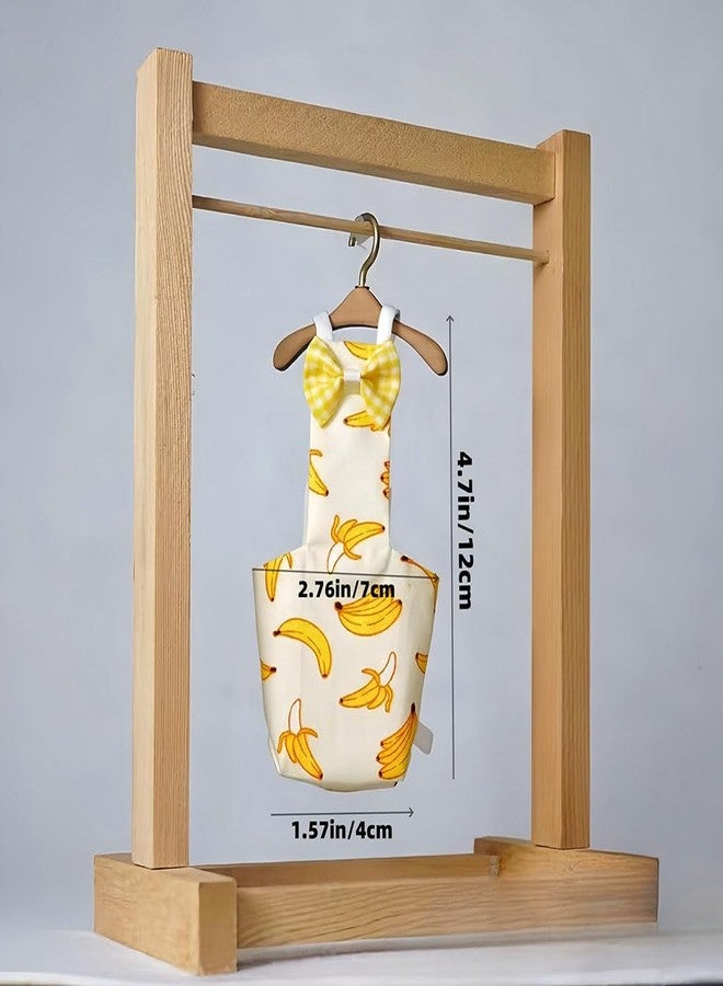 ZIBUYU® 2Pcs Budgie Parrot Clothes, Lightweight Washable Bird Jumpers with Elastic Straps for Secure Fit, Stylish Banana & Bow Prints for Budgerigars, Comfortable & Reusable Outfits in Size M - Image 2